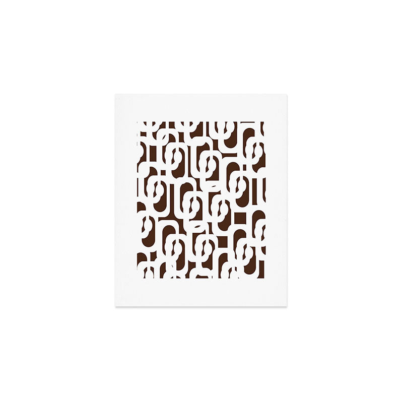 Mid Century Modern Loops Brown and White Retro Contemporary Pattern Art Print Gallery Image 1