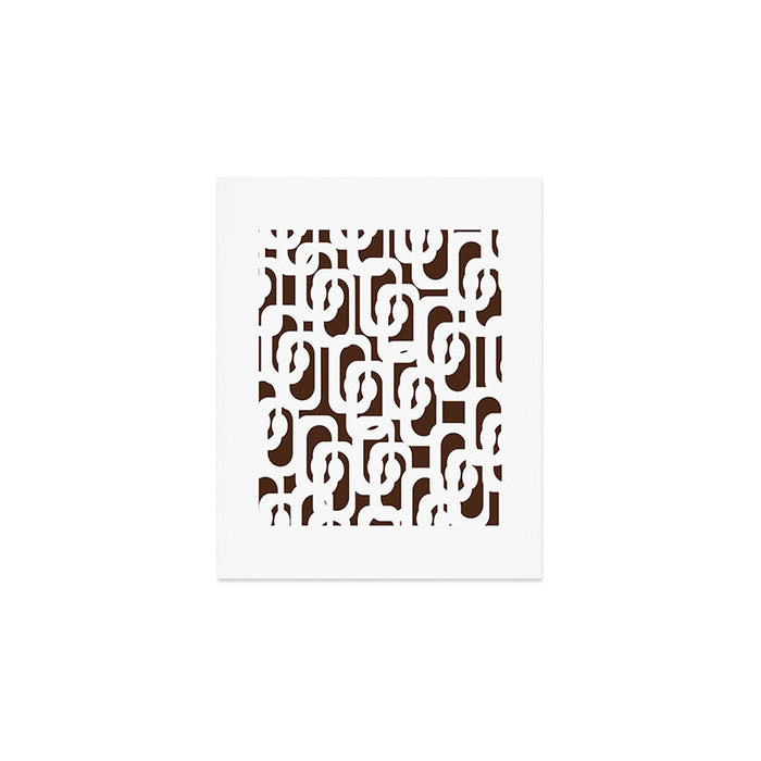 Mid Century Modern Loops Brown and White Retro Contemporary Pattern Art Print Gallery Image 1