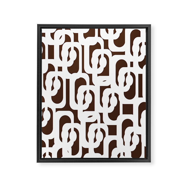 Mid Century Modern Loops Brown and White Retro Contemporary Pattern Framed Canvas Print Gallery Image 8