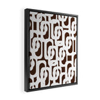 Mid Century Modern Loops Brown and White Retro Contemporary Pattern Framed Canvas Print Gallery Image 2