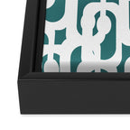 Mid Century Modern Loops Contemporary Abstract Pattern in White and Deep Teal Framed Canvas Print Gallery Image 3