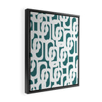 Mid Century Modern Loops Contemporary Abstract Pattern in White and Deep Teal Framed Canvas Print Gallery Image 2