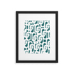Mid Century Modern Loops Contemporary Abstract Pattern in White and Deep Teal Framed Art Print Gallery Image 6