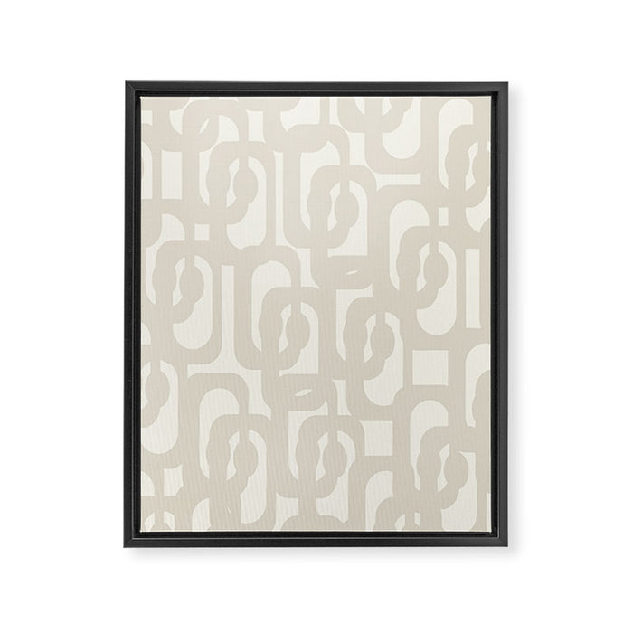 Mid Century Modern Loops Neutral Abstract Pattern in Mushroom Beige and Cream Framed Canvas Print Gallery Image 1