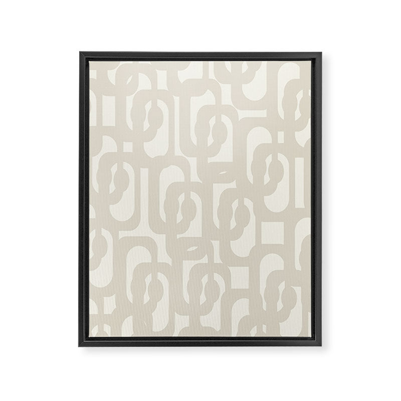 Mid Century Modern Loops Neutral Abstract Pattern in Mushroom Beige and Cream Framed Canvas Print Gallery Image 8