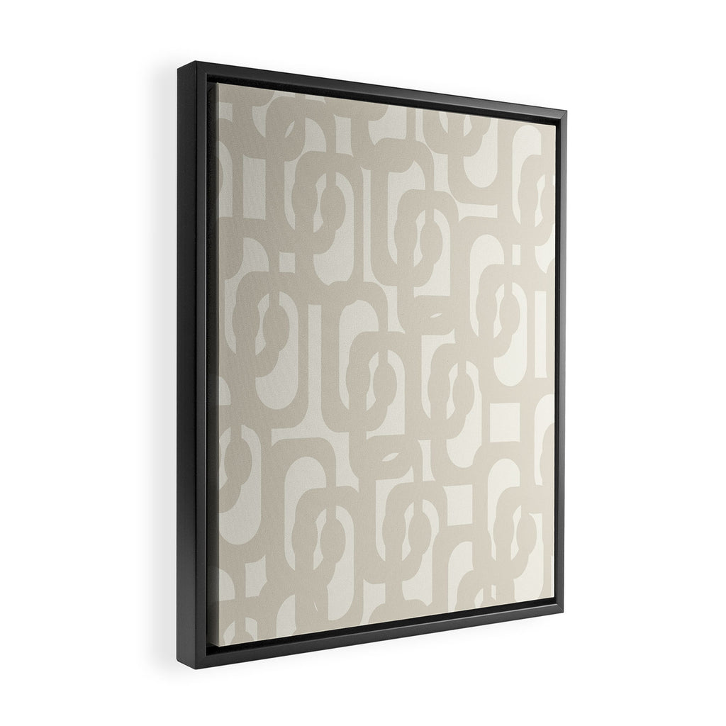 Mid Century Modern Loops Neutral Abstract Pattern in Mushroom Beige and Cream Framed Canvas Print Gallery Image 2