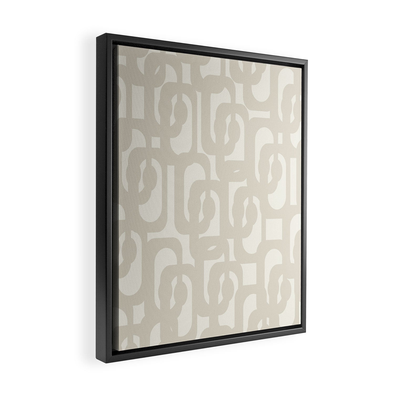 Mid Century Modern Loops Neutral Abstract Pattern in Mushroom Beige and Cream Framed Canvas Print Gallery Image 2