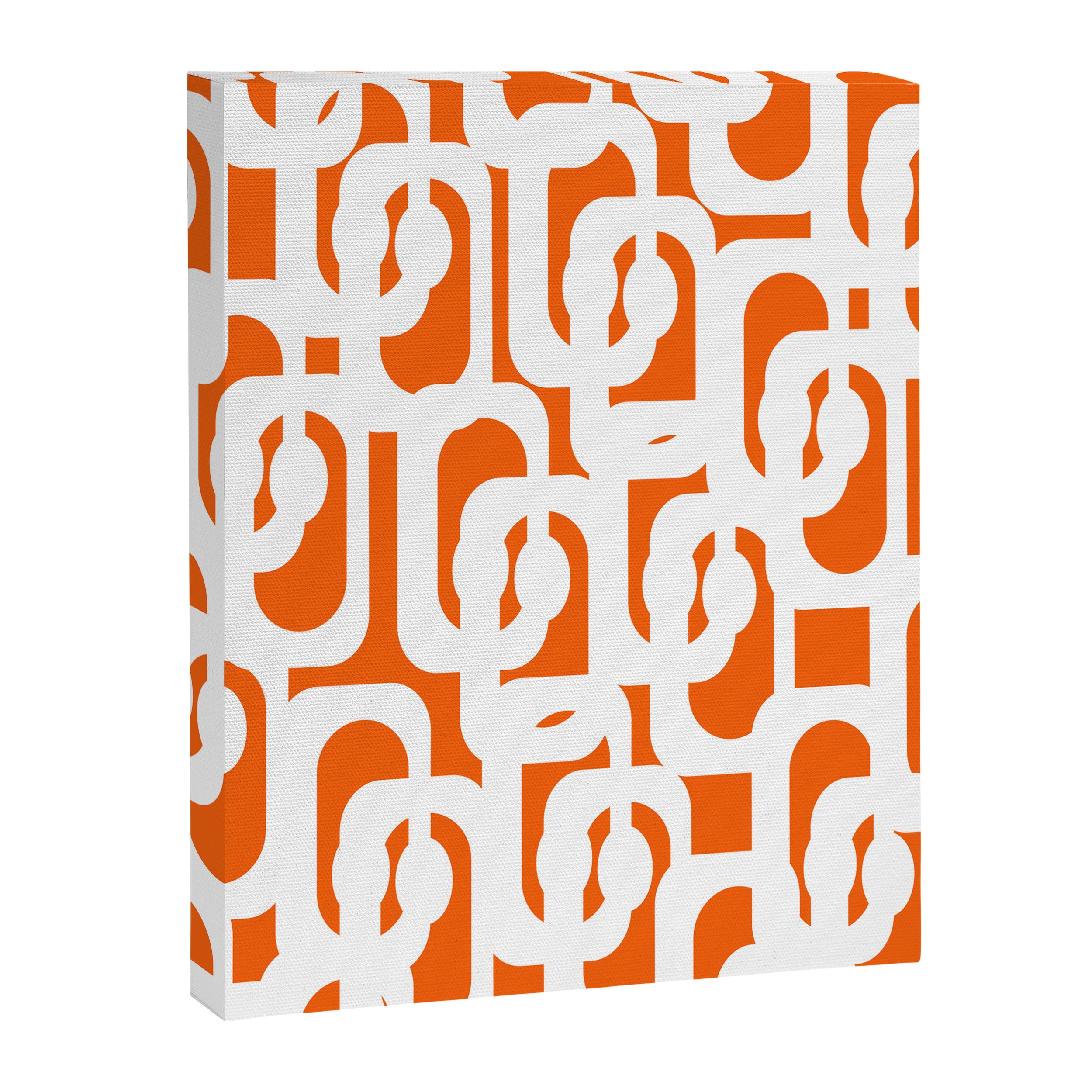 Mid Century Modern Loops Orange and White Abstract Pattern Canvas Print Gallery Image 8