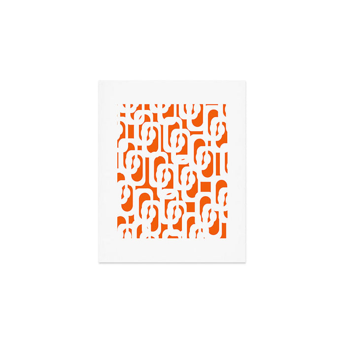 Mid Century Modern Loops Orange and White Abstract Pattern Art Print Gallery Image 1