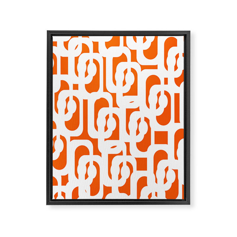 Mid Century Modern Loops Orange and White Abstract Pattern Framed Canvas Print Gallery Image 8