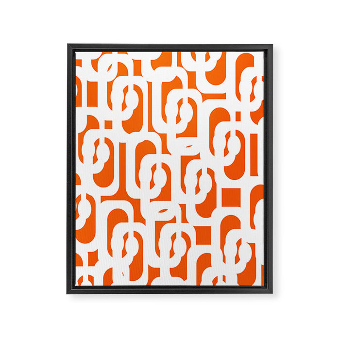 Mid Century Modern Loops Orange and White Abstract Pattern Framed Canvas Print Gallery Image 1