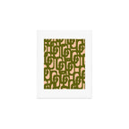 Mid Century Modern Loops Pattern in Deep Olive Green and Blush Peach Pink Art Print Gallery Image 1