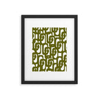 Mid Century Modern Loops Pattern in Deep Olive Green and White Framed Art Print Gallery Image 6