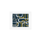 Mid Century Modern Loops Pattern in Light Mustard Yellow, Navy Blue, Gray, and White Art Print Gallery Image 1