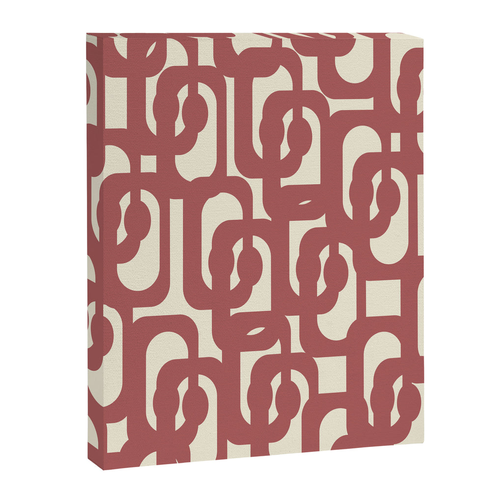 Mid Century Modern Loops Pattern in Maroon and Cream Canvas Print Gallery Image 8