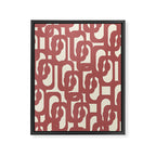 Mid Century Modern Loops Pattern in Maroon and Cream Framed Canvas Print Gallery Image 8