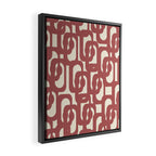 Mid Century Modern Loops Pattern in Maroon and Cream Framed Canvas Print Gallery Image 2