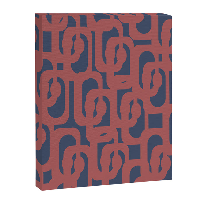 Mid Century Modern Loops Pattern in Maroon and Navy Blue Canvas Print Gallery Image 1