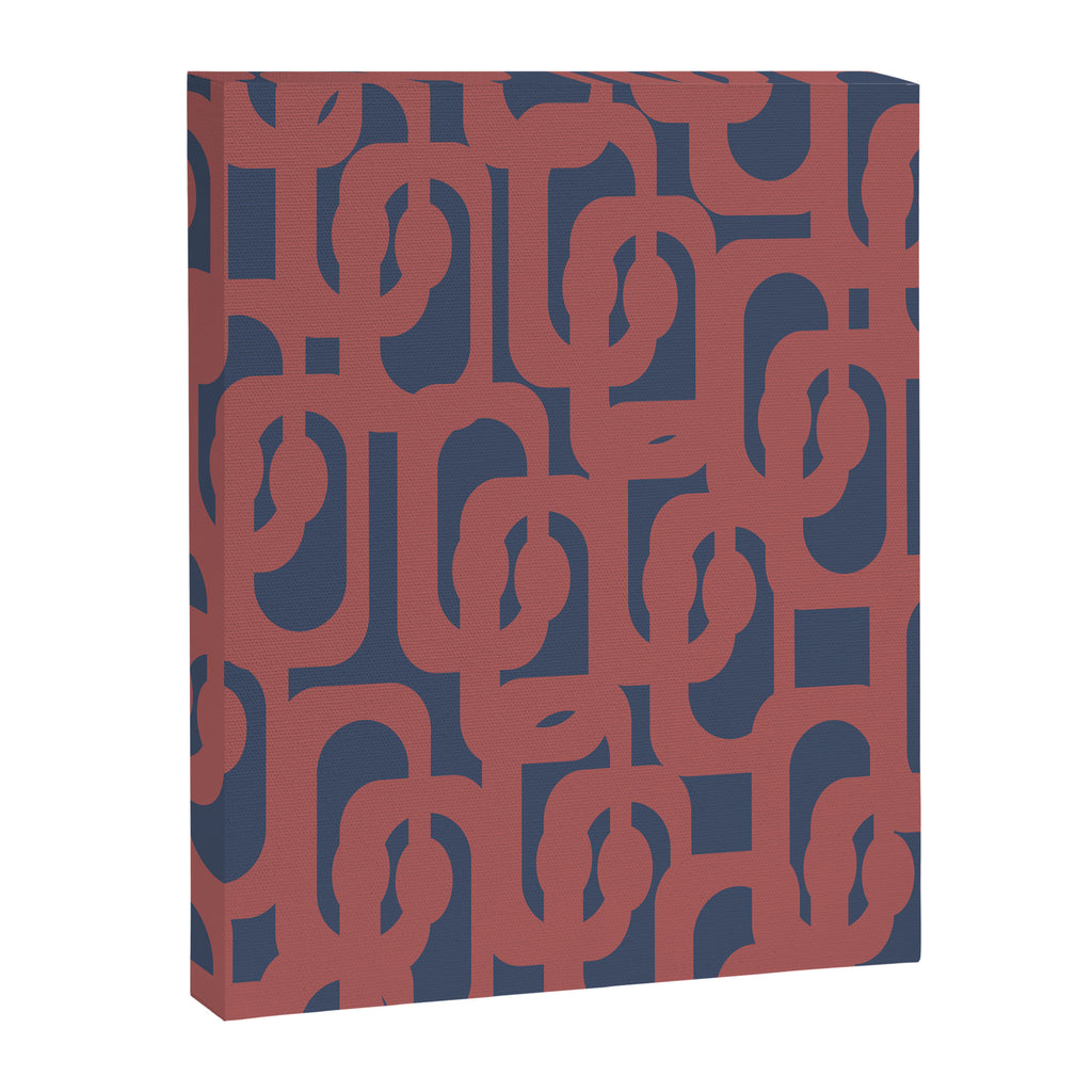 Mid Century Modern Loops Pattern in Maroon and Navy Blue Canvas Print Gallery Image 8