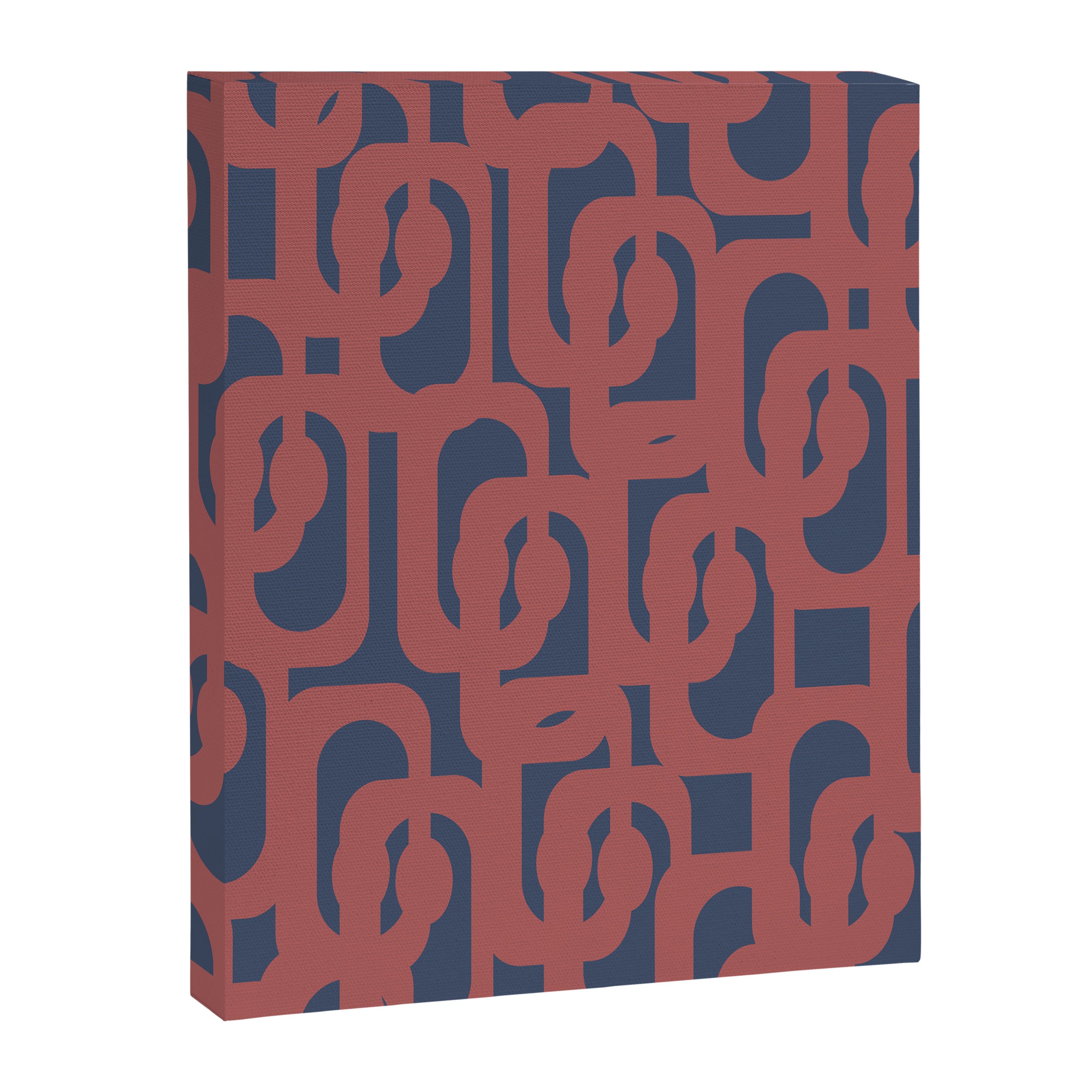 Mid Century Modern Loops Pattern in Maroon and Navy Blue Canvas Print Gallery Image 8
