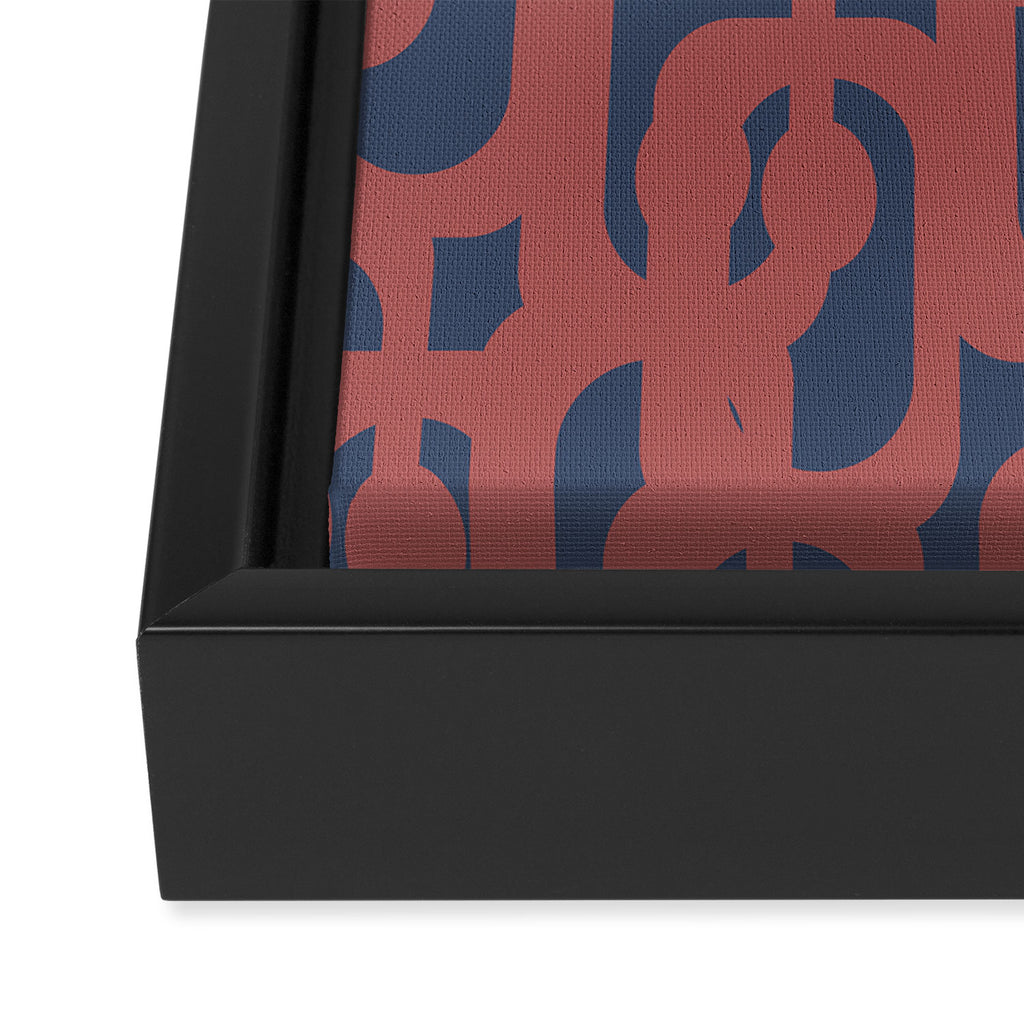 Mid Century Modern Loops Pattern in Maroon and Navy Blue Framed Canvas Print Gallery Image 3
