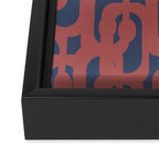 Mid Century Modern Loops Pattern in Maroon and Navy Blue Framed Canvas Print Gallery Image 3