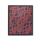 Mid Century Modern Loops Pattern in Maroon and Navy Blue Framed Canvas Print Gallery Image 8