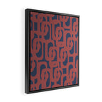 Mid Century Modern Loops Pattern in Maroon and Navy Blue Framed Canvas Print Gallery Image 2