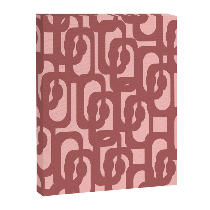 Mid Century Modern Loops Pattern in Maroon and Pink Blush Canvas Print Gallery Image 1