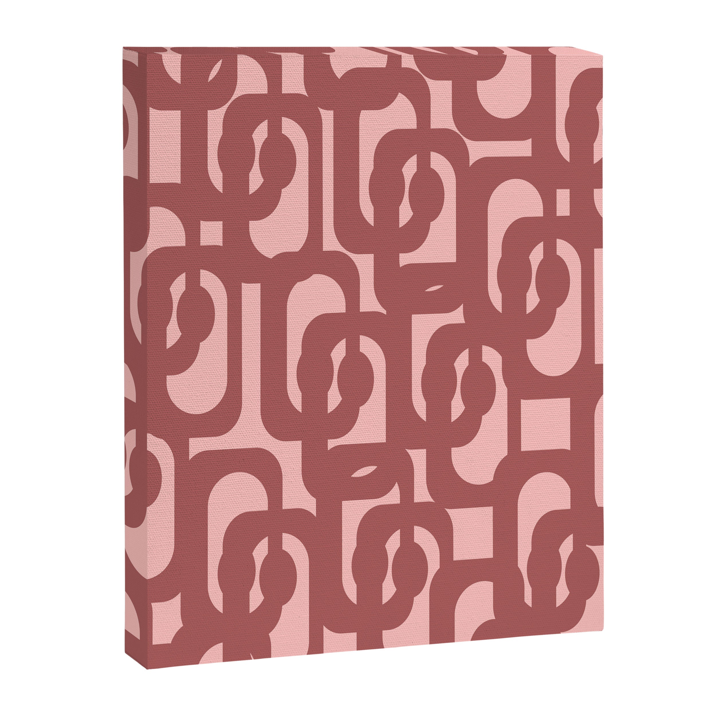 Mid Century Modern Loops Pattern in Maroon and Pink Blush Canvas Print Gallery Image 8