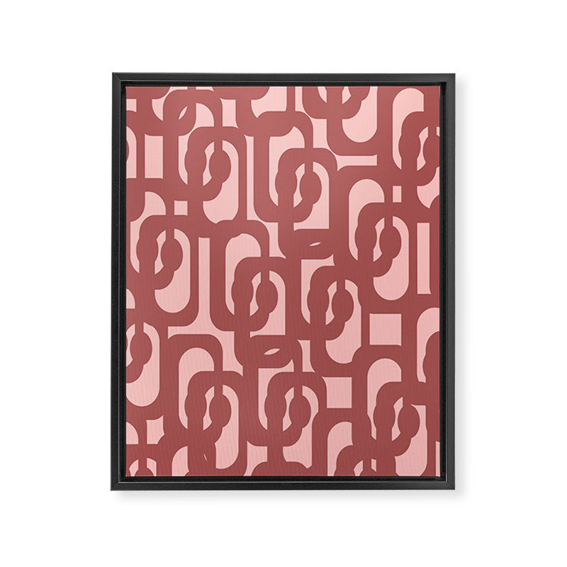Mid Century Modern Loops Pattern in Maroon and Pink Blush Framed Canvas Print Gallery Image 8
