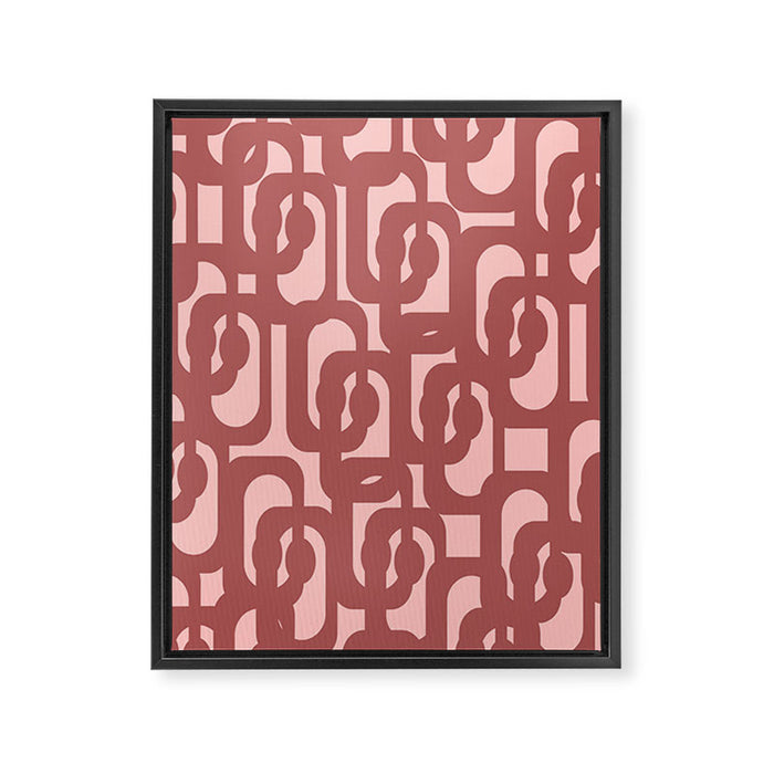 Mid Century Modern Loops Pattern in Maroon and Pink Blush Framed Canvas Print Gallery Image 1