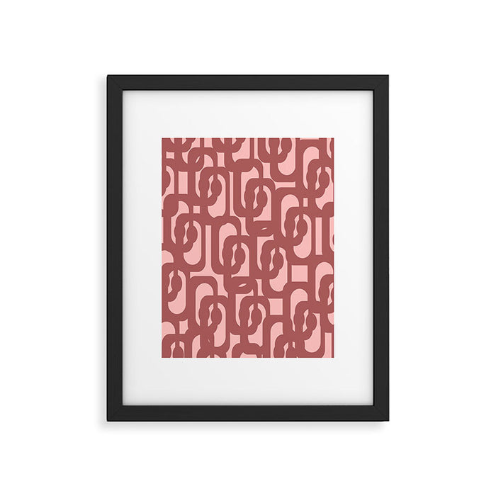 Mid Century Modern Loops Pattern in Maroon and Pink Blush Framed Art Print Gallery Image 1