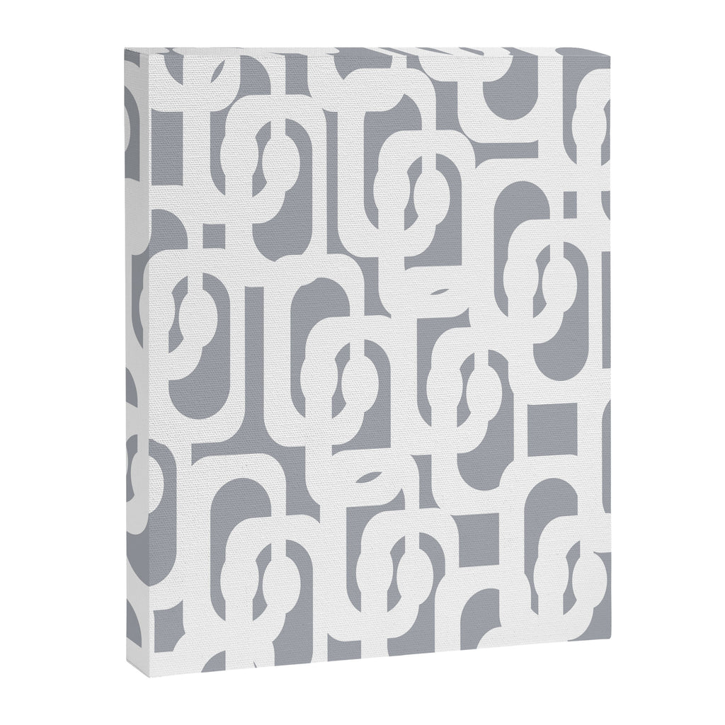 Mid Century Modern Loops Pattern in White and Gray Canvas Print Gallery Image 8