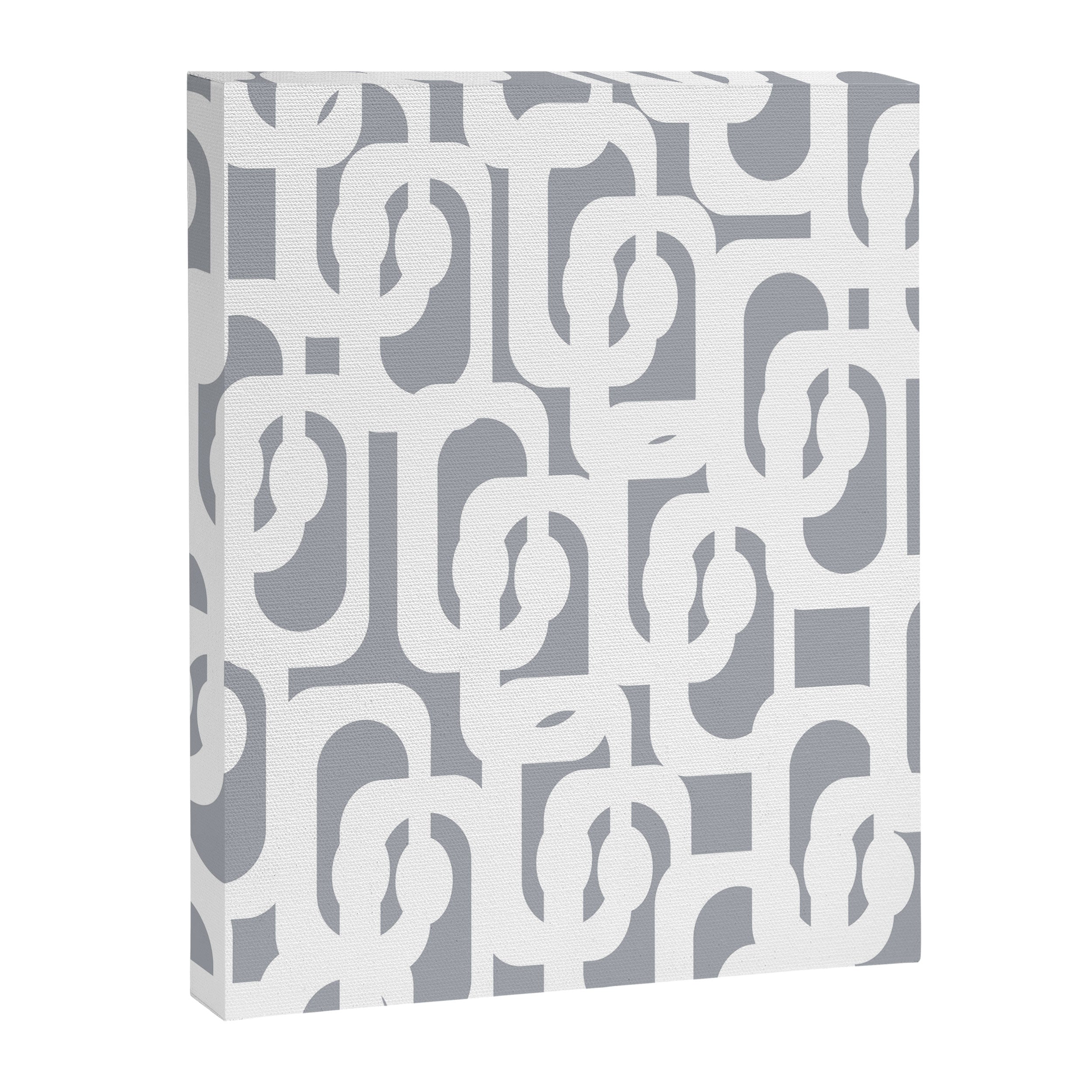 Mid Century Modern Loops Pattern in White and Gray Canvas Print Gallery Image 8