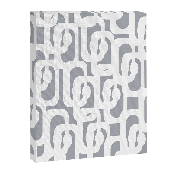 Mid Century Modern Loops Pattern in White and Gray Canvas Print Gallery Image 1