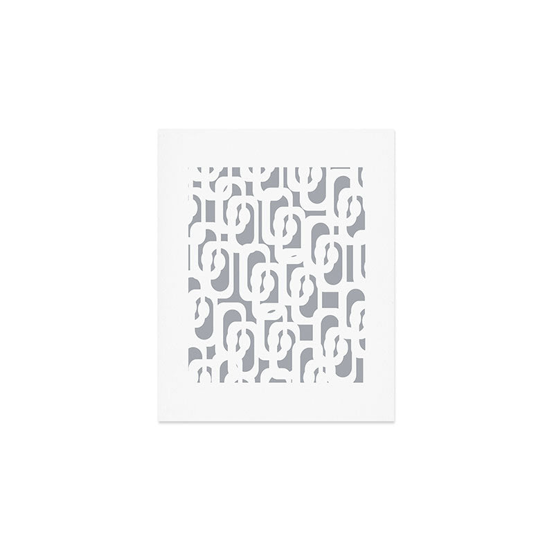 Mid Century Modern Loops Pattern in White and Gray Art Print Gallery Image 1