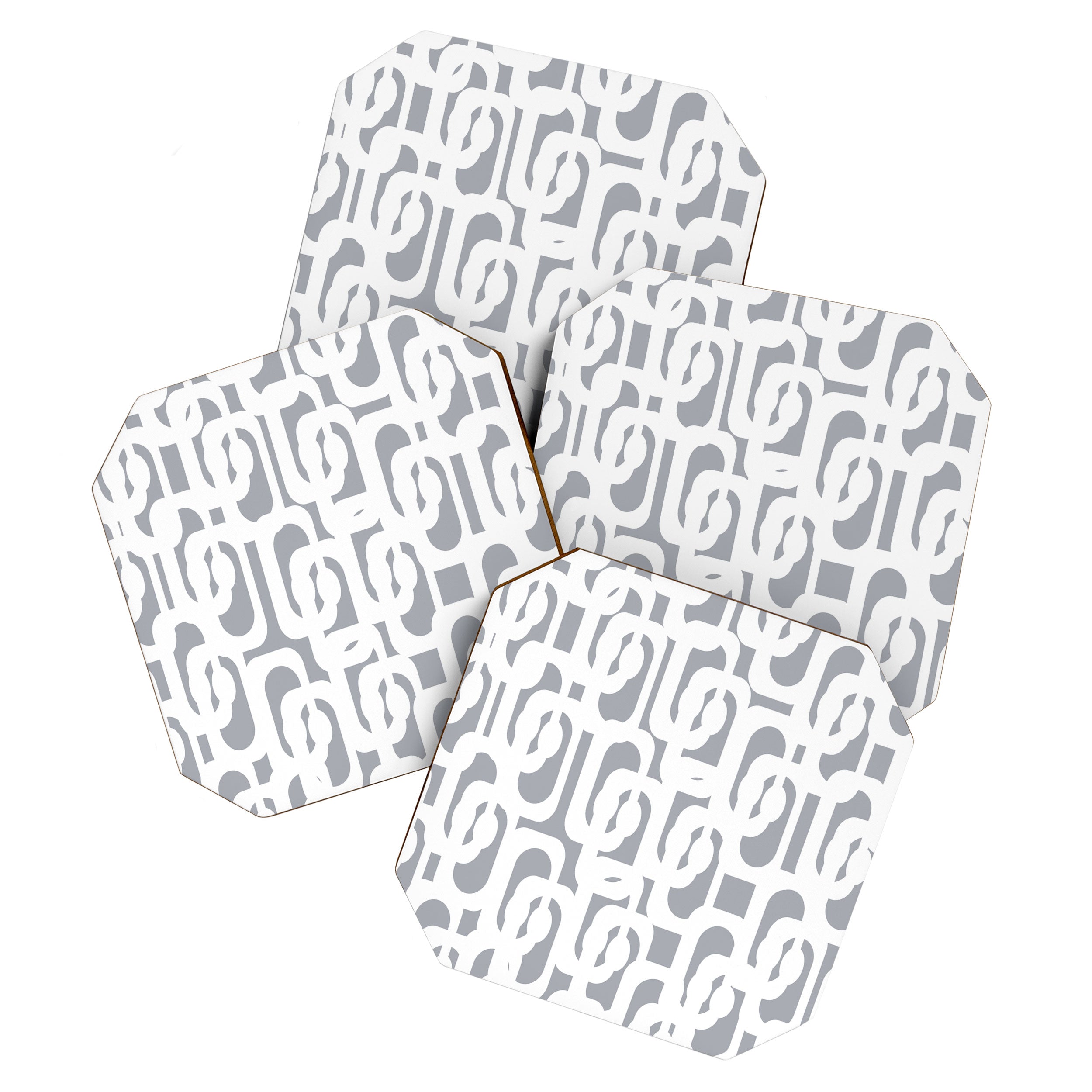 Mid Century Modern Loops Pattern in White and Gray Coaster Gallery Image 1