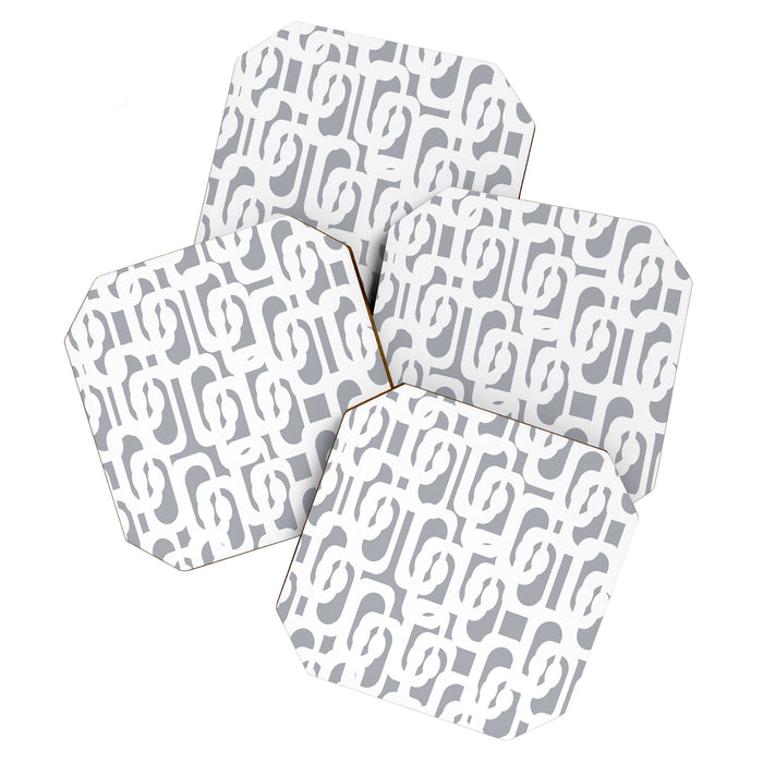 Mid Century Modern Loops Pattern in White and Gray Coaster Gallery Image 1