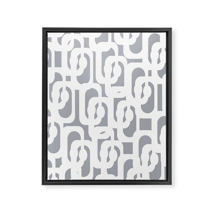 Mid Century Modern Loops Pattern in White and Gray Framed Canvas Print Gallery Image 1