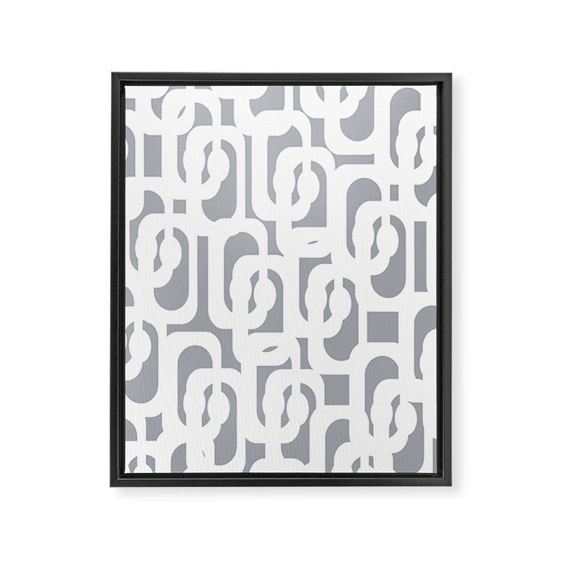 Mid Century Modern Loops Pattern in White and Gray Framed Canvas Print Gallery Image 8