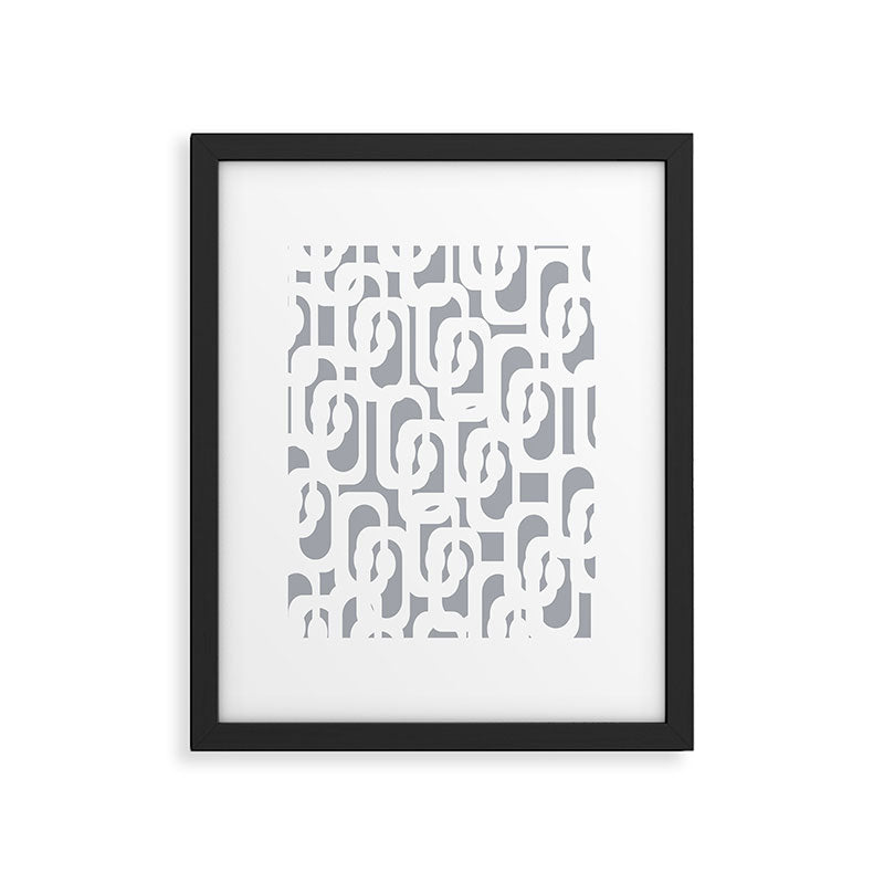 Mid Century Modern Loops Pattern in White and Gray Framed Art Print Gallery Image 6