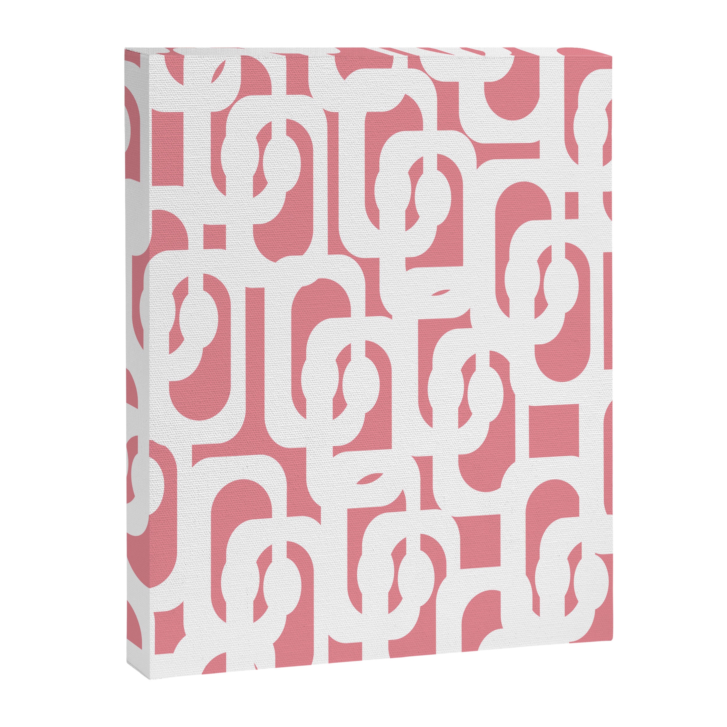Mid Century Modern Loops Pattern in White on Pink Canvas Print Gallery Image 8