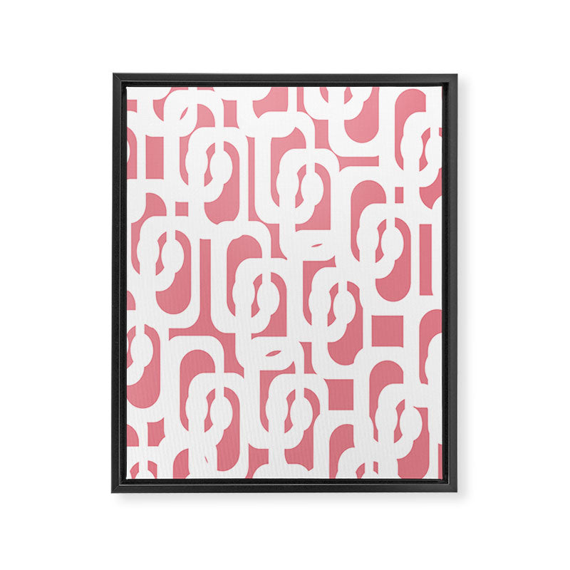 Mid Century Modern Loops Pattern in White on Pink Framed Canvas Print Gallery Image 8