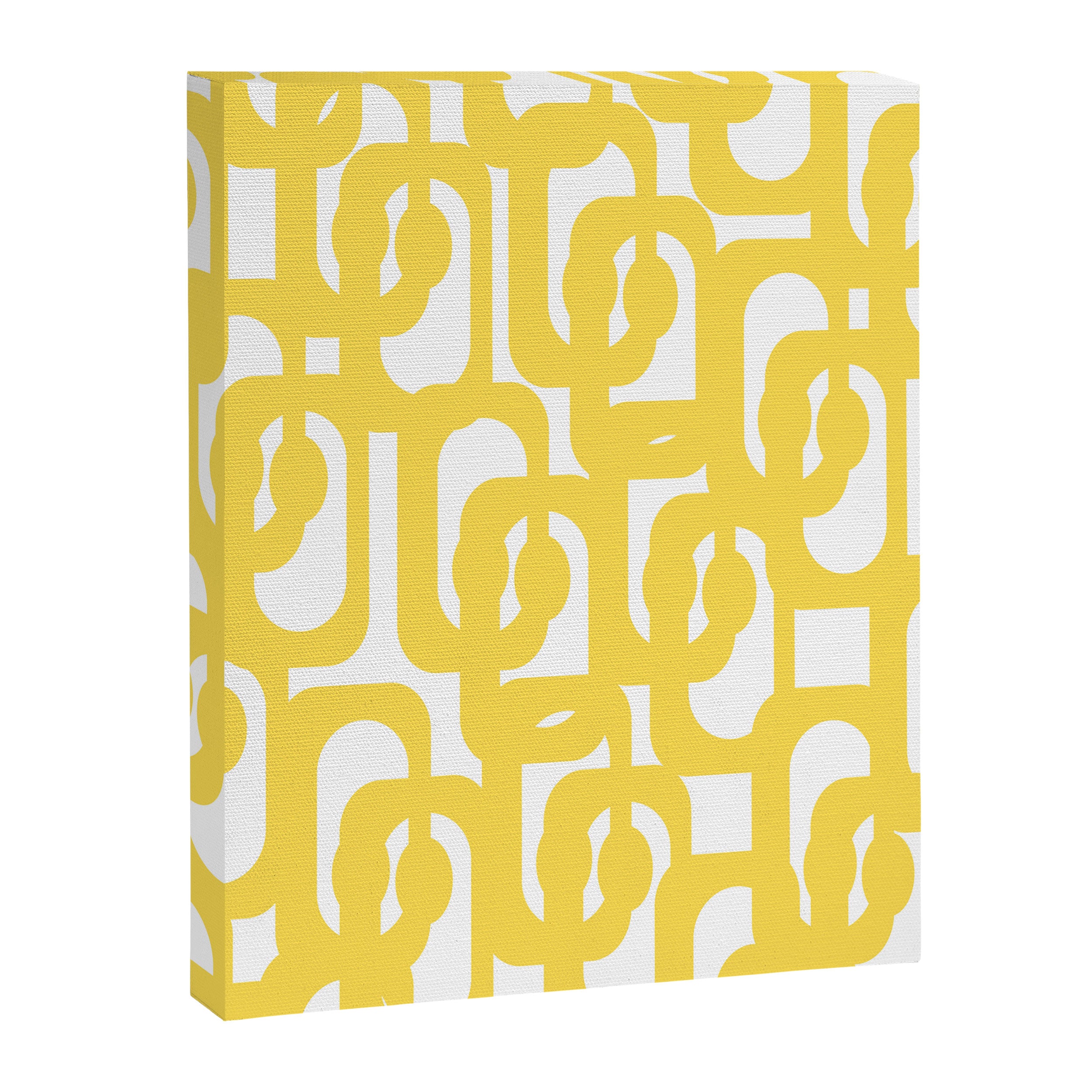 Mid Century Modern Loops Pattern in Yellow and White Canvas Print Gallery Image 8