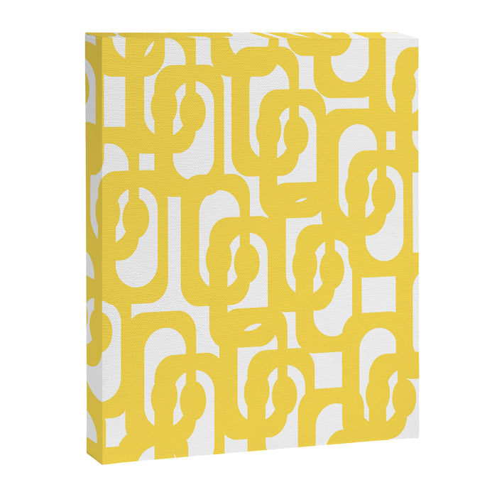 Mid Century Modern Loops Pattern in Yellow and White Canvas Print Gallery Image 1