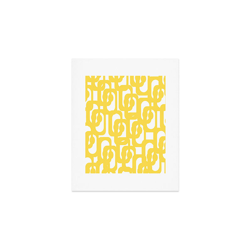 Mid Century Modern Loops Pattern in Yellow and White Art Print Gallery Image 1