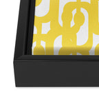 Mid Century Modern Loops Pattern in Yellow and White Framed Canvas Print Gallery Image 3