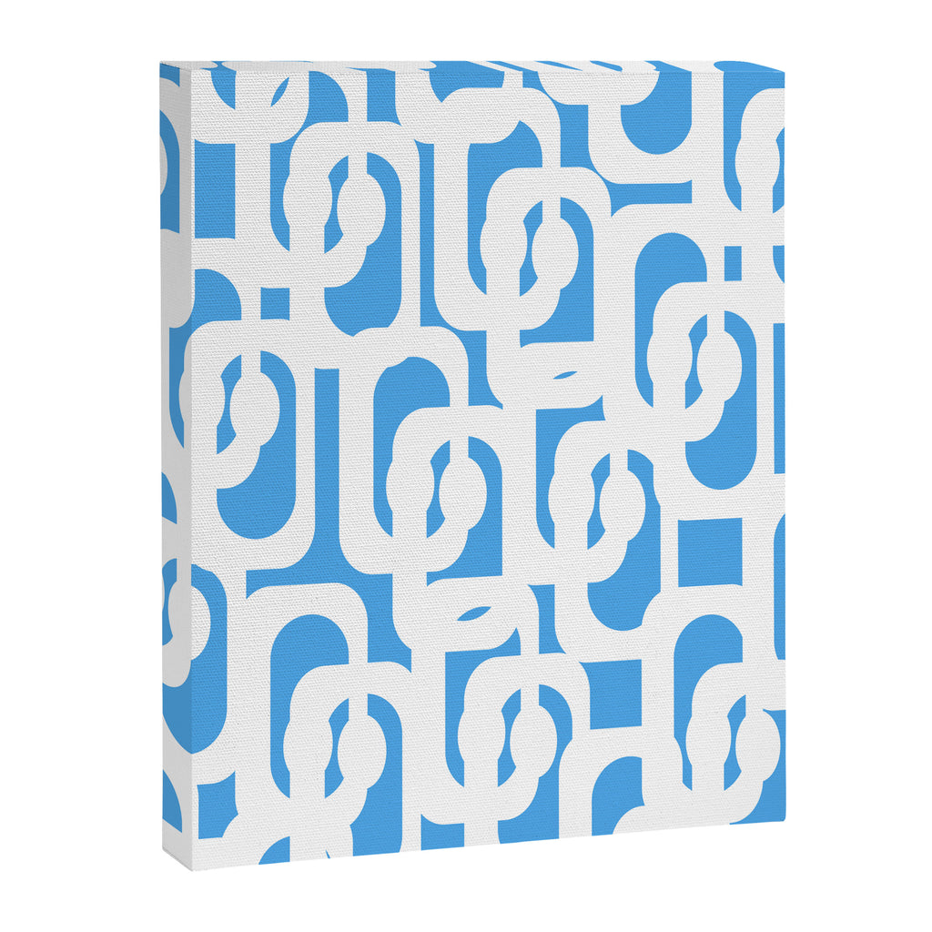 Mid Century Modern Loops Pop Blue and White Pattern Canvas Print Gallery Image 8
