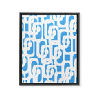 Mid Century Modern Loops Pop Blue and White Pattern Framed Canvas Print Gallery Image 8